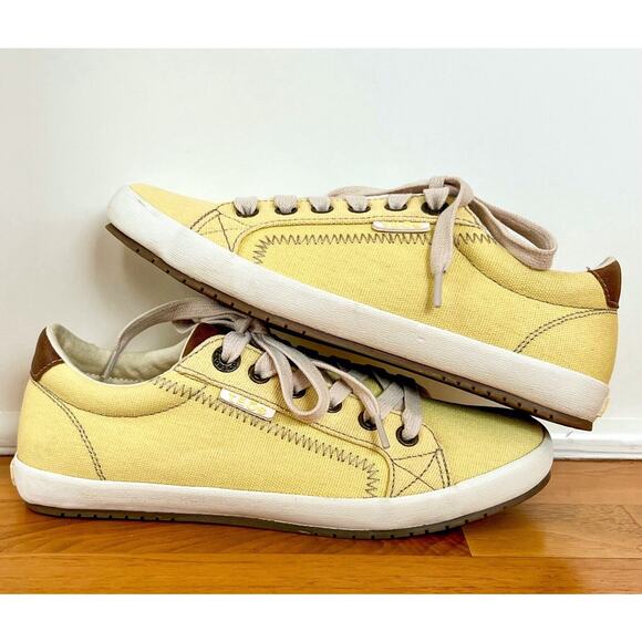 Taos Star Burst Sunny Yellow Sneaker Shoes Canvas Casual Pastel 6.5 lace up - Picture 4 of 9